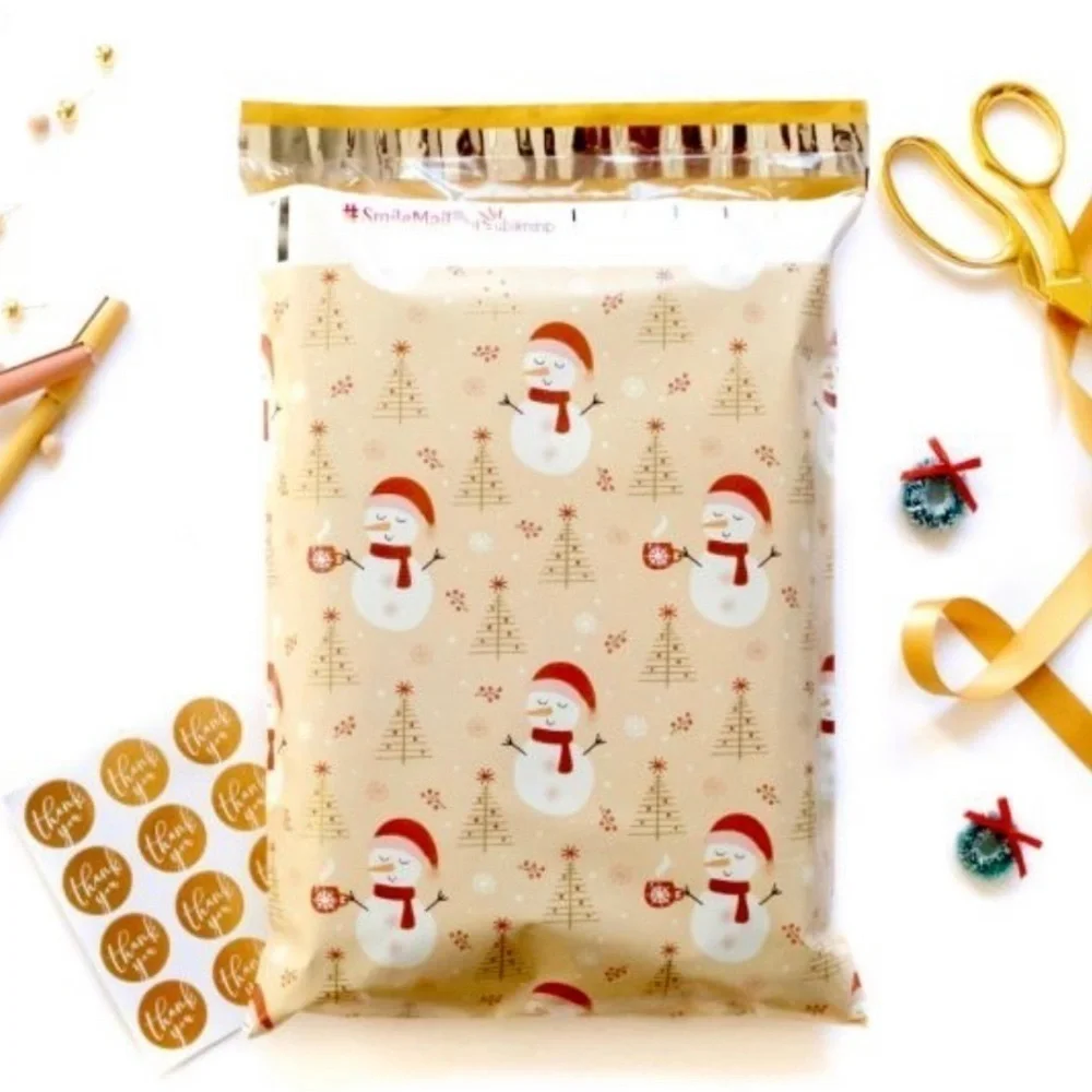 Snowman Holiday Poly Mailers Christmas Designer Shipping Bags Nwt